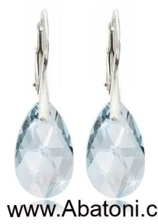 Swarovski Elements Pear krystal 16mm - Stříbrné náušnice visací modrá slza, kapky 31215.5 Blue Shade (modrá křišťálová světlá, šedo-béžová)