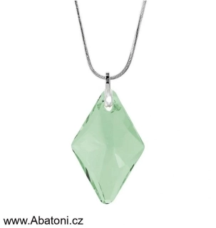Swarovski Elements Rhombus krystal 19mm - Stříbrný náhrdelník (přívěsek + řetízek) zelený kosočtverec 54020.4 Chrysolite (zelená světlá, mátová)