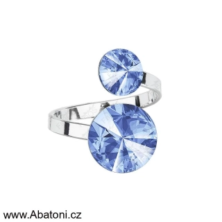 Swarovski Elements Rivoli vlepený krystal 8+12mm - Prsten modrý 35050.1 Light Sapphire (modrá světlá, blankytná)