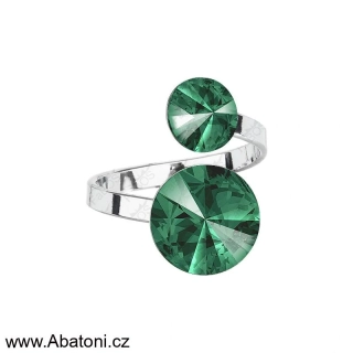 Swarovski Elements Rivoli vlepený krystal 8+12mm - Prsten zelený 35050.1 Emerald (zelená tmavá, smaragdová, brčálová)