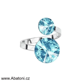 Swarovski Elements Rivoli vlepený krystal 8+12mm - Prsten modrý 35050.1 Aquamarine (modrá světlá, azurová, nebeská)