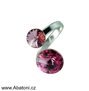 Swarovski Elements Rivoli vlepený krystal 8+12mm - Prsten růžový 35050.1 Rose (růžová)