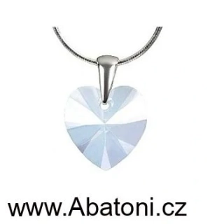 Swarovski Elements Heart krystal 18mm - Stříbrný náhrdelník (přívěsek BEZ ŘETÍZKU) bílé srdce, srdíčko 32071.1 White Opal (bílá mléčná, vintage)
