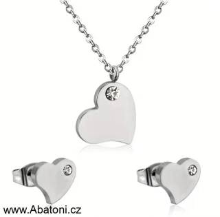 Steel Jewelry souprava Náhrdelník Náušnice SRDCE Chirurgická ocel SET240229 vzor 01