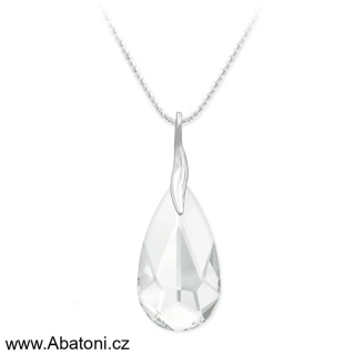 Swarovski Elements Teardrop krystal 24mm - Stříbrný náhrdelník (přívěsek + řetízek) visací bílá slza, kapka 34255.1 Crystal (bílá, čirá, křišťálová)