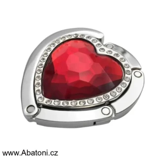 Gaira® Háček na kabelku 70813-26 srdce s červeným krystalem - red heart