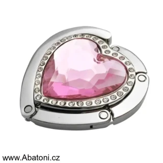 Gaira® Háček na kabelku 70813-31 srdce s růžovým krystalem - light rose heart